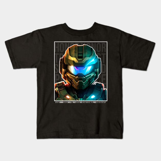 Halo game quotes - Master chief - Spartan 117 - Half black v3 Kids T-Shirt by trino21